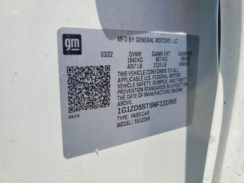 57587756 :رقم المزاد ، 1G1ZD5ST5NF131065 vin ، 2022 Chevrolet Malibu مزاد بيع
