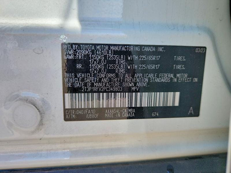 Auction sale of the 2023 Toyota Rav4, vin: 2T3P1RFV2PC349803, lot number: 55785996