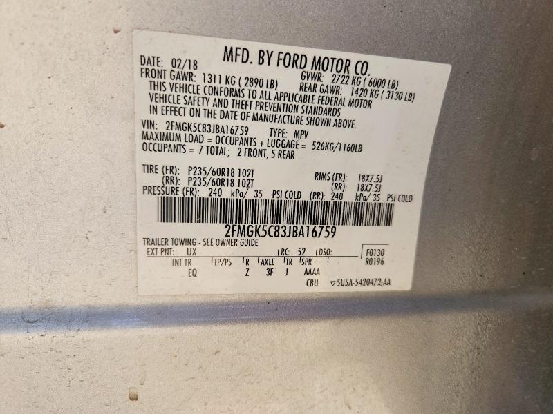 Продажа на аукционе авто 2018 Ford Flex, vin: 2FMGK5C83JBA16759, номер лота: 56194176