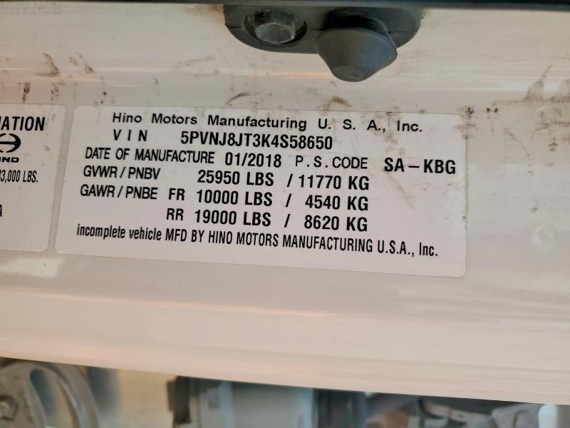 2019 Hino 268a მანქანა იყიდება აუქციონზე, vin: 5PVNJ8JT3K4S58650, აუქციონის ნომერი: 56220376