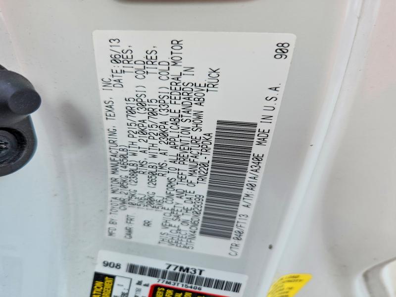 57367126 :رقم المزاد ، 5TFNX4CN6DX029399 vin ، 2013 Toyota Tacoma مزاد بيع