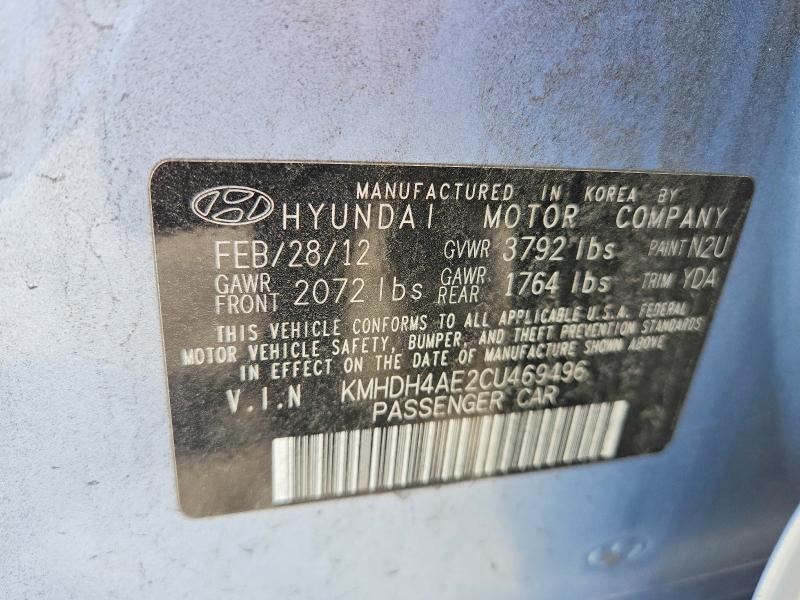 Aukcja sprzedaży 2012 Hyundai Elantra, vin: KMHDH4AE2CU469496, numer aukcji: 56419256