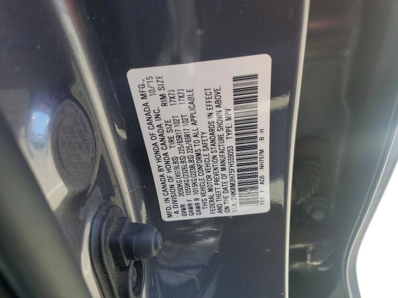 Продажа на аукционе авто 2015 Honda Cr-v, vin: 2HKRM3H75FH559053, номер лота: 55761696