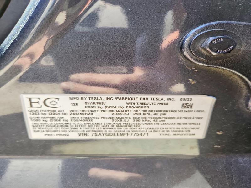 Продажа на аукционе авто 2023 Tesla Mdl Y, vin: 7SAYGDEE9PF775471, номер лота: 55505836