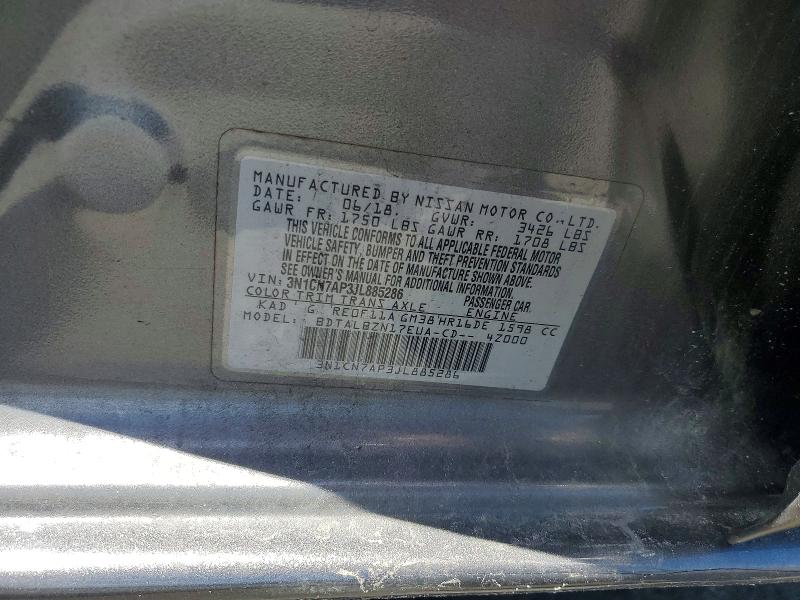 Продаж на аукціоні авто 2018 Nissan Versa, vin: 3N1CN7AP3JL885286, номер лоту: 57828836