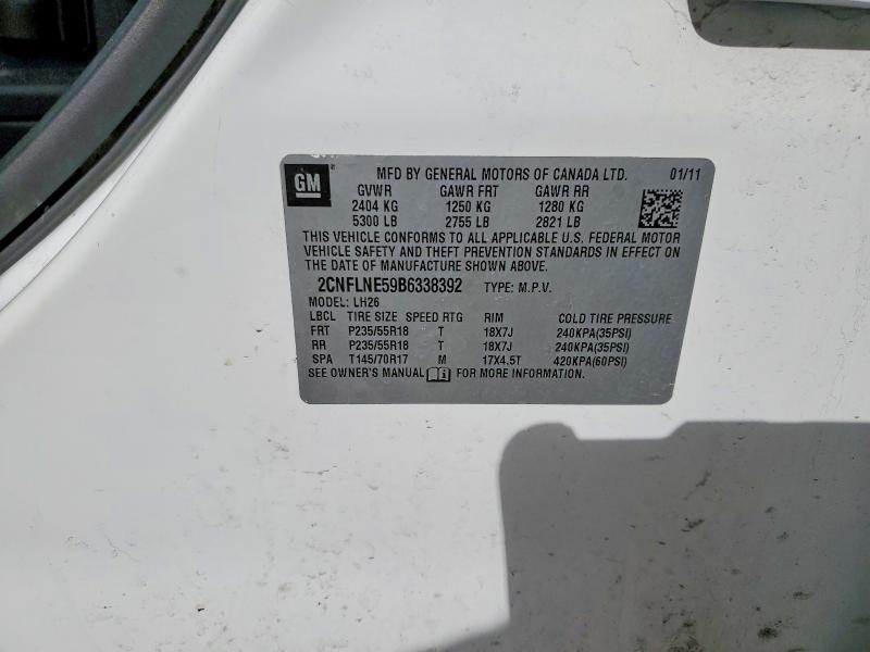 55439556 :رقم المزاد ، 2CNFLNE59B6338392 vin ، 2011 Chevrolet Equinox مزاد بيع
