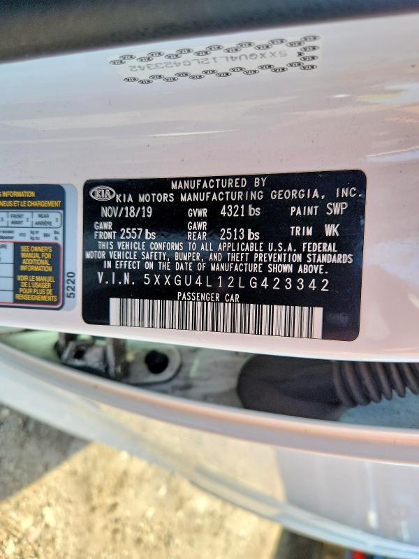 Aukcja sprzedaży 2020 Kia Optima, vin: 5XXGU4L12LG423342, numer aukcji: 56630556