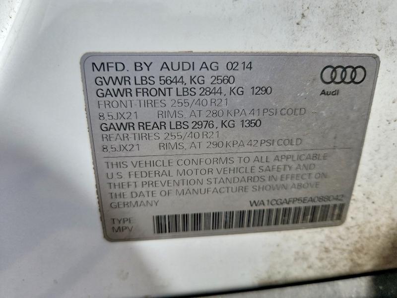 57496486 :رقم المزاد ، WA1CGAFP5EA088042 vin ، 2014 Audi Sq5 مزاد بيع
