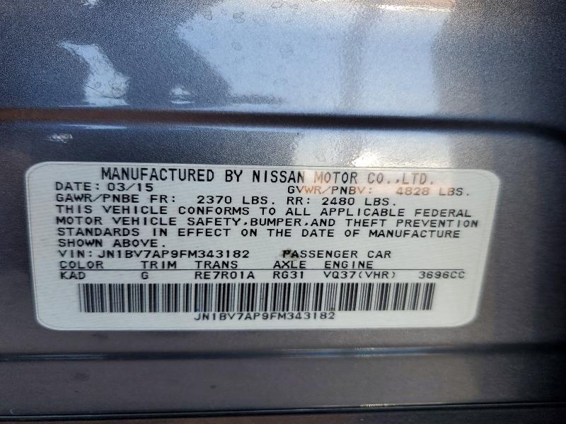 Продажа на аукционе авто 2015 Infiniti Q50, vin: JN1BV7AP9FM343182, номер лота: 57588246