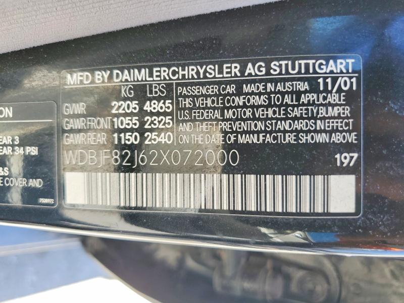 Продаж на аукціоні авто 2002 Mercedes-benz E, vin: WDBJF82J62X072000, номер лоту: 56054026