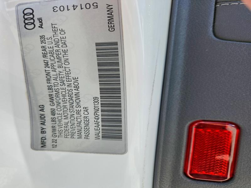 2023 Audi A4 მანქანა იყიდება აუქციონზე, vin: WAUEAAF4XPN011309, აუქციონის ნომერი: 58186636