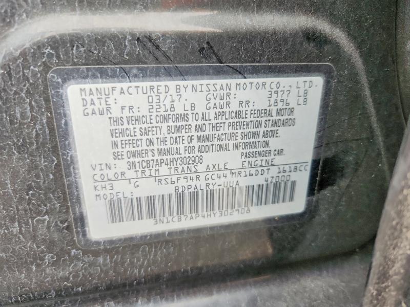 55215636 :رقم المزاد ، 3N1CB7AP4HY302908 vin ، 2017 Nissan Sentra مزاد بيع