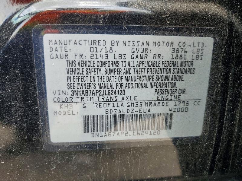 Aukcja sprzedaży 2018 Nissan Sentra, vin: 3N1AB7AP2JL624120, numer aukcji: 56082196