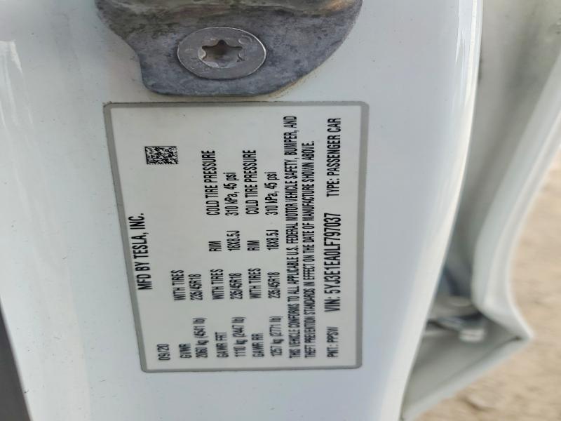 Продажа на аукционе авто 2020 Tesla Model 3, vin: 5YJ3E1EA0LF797037, номер лота: 58250186
