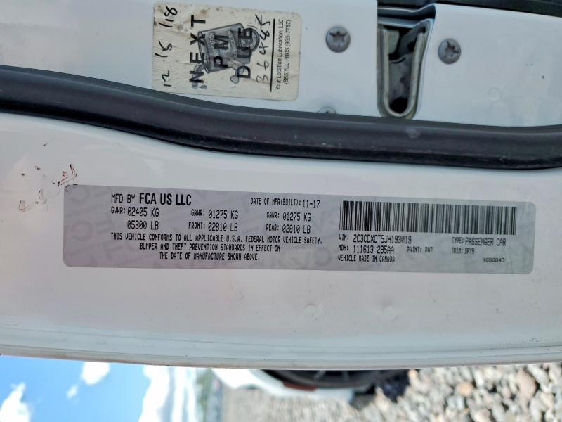 2018 Dodge Charger მანქანა იყიდება აუქციონზე, vin: 2C3CDXCT5JH193019, აუქციონის ნომერი: 57190786