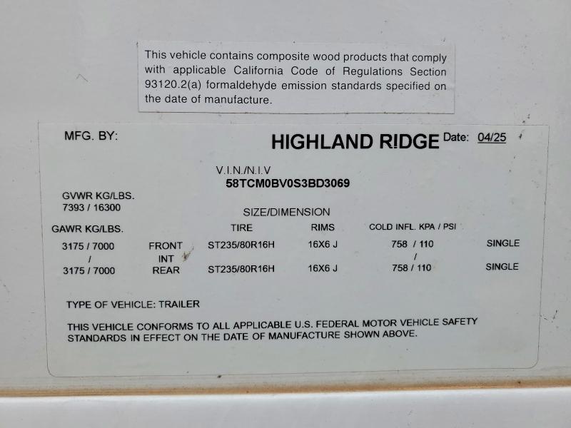 Продаж на аукціоні авто 2025 Highland Ridge Open Range, vin: 58TCM0BV0S3BD3069, номер лоту: 58617596