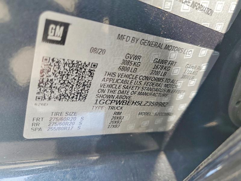 Продажа на аукционе авто 2020 Chevrolet Silverado, vin: 1GCPWBEH5LZ359982, номер лота: 56372416