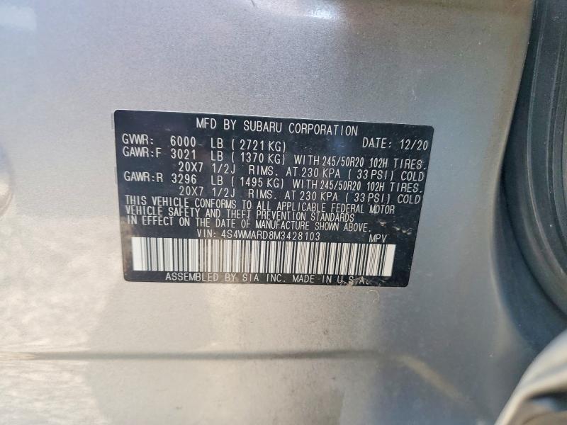 Aukcja sprzedaży 2021 Subaru Ascent, vin: 4S4WMARD8M3428103, numer aukcji: 56860936