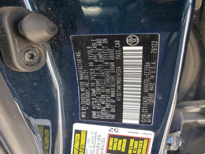 Продажа на аукционе авто 2021 Toyota Camry, vin: 4T1G11AK1MU614504, номер лота: 58645446