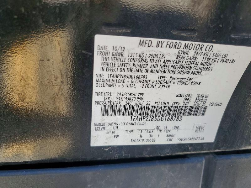 Продажа на аукционе авто 2013 Ford Taurus, vin: 1FAHP2J85DG168783, номер лота: 57527876