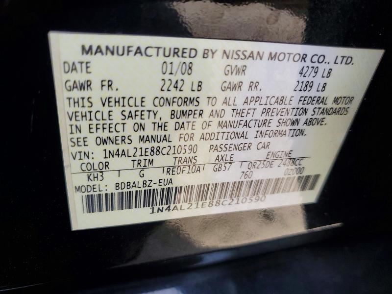 Aukcja sprzedaży 2008 Nissan Altima, vin: 1N4AL21E88C210590, numer aukcji: 56600656