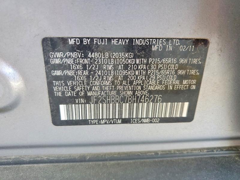 Продажа на аукционе авто 2011 Subaru Forester, vin: JF2SHBBC7BH746276, номер лота: 57194776