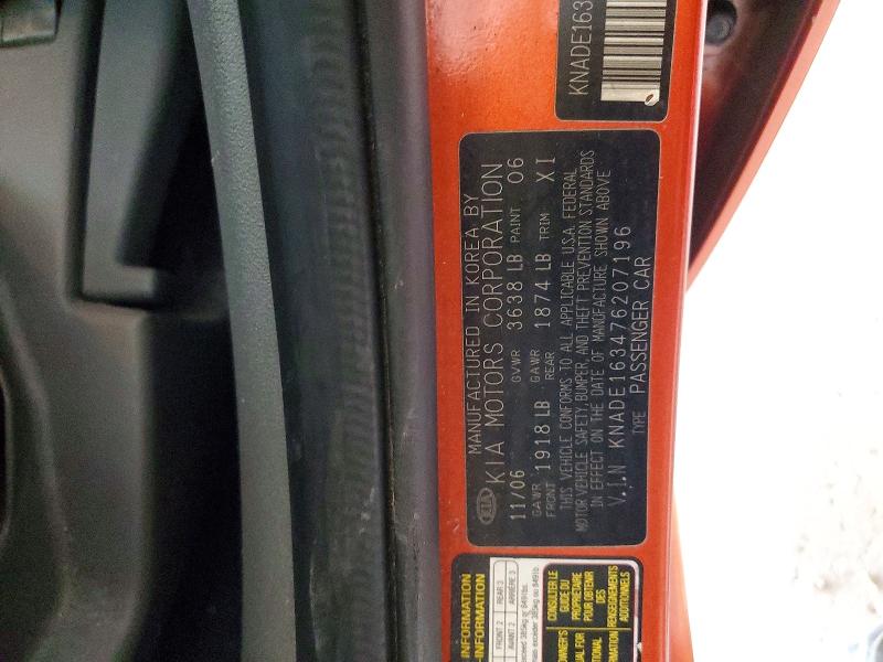 57968786 :رقم المزاد ، KNADE163476207196 vin ، 2007 Kia Rio مزاد بيع