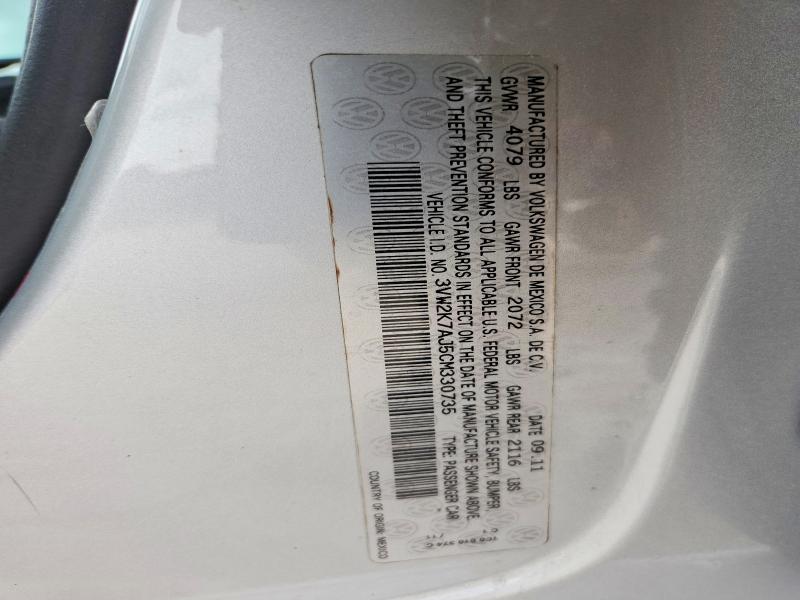 Aukcja sprzedaży 2012 Volkswagen Jetta, vin: 3VW2K7AJ5CM330735, numer aukcji: 55713716