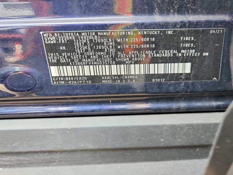 Продаж на аукціоні авто 2021 Toyota Rav4 Hybrid, vin: 4T3B6RFV4MU035768, номер лоту: 58969356