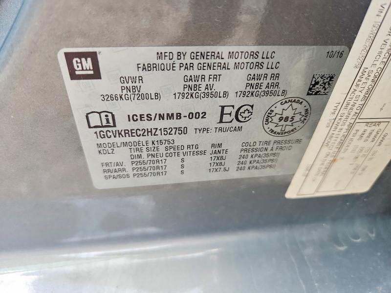 58605106 :رقم المزاد ، 1GCVKREC2HZ152750 vin ، 2017 Chevrolet Silverado مزاد بيع