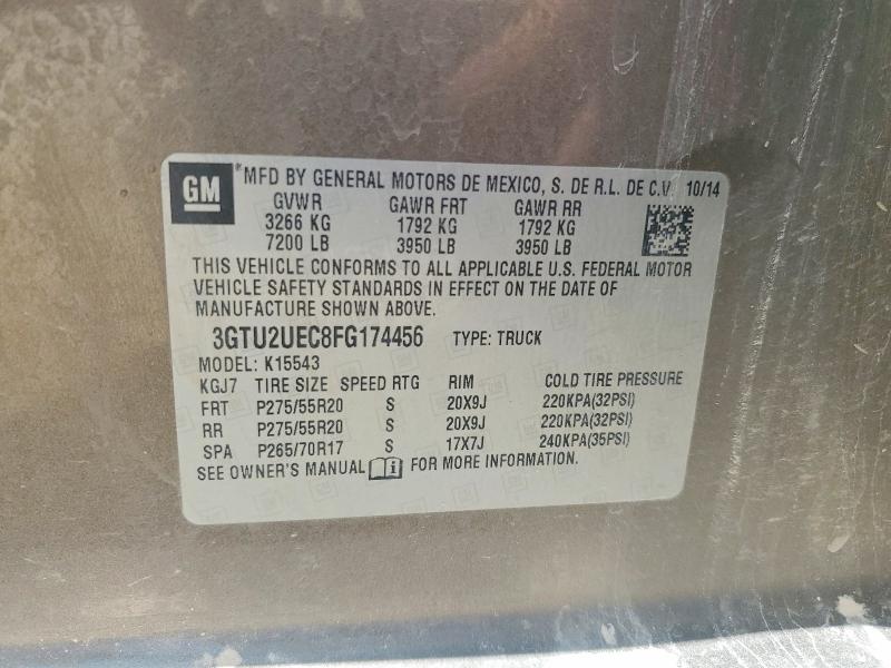 2015 Gmc Sierra მანქანა იყიდება აუქციონზე, vin: 3GTU2UEC8FG174456, აუქციონის ნომერი: 56850476