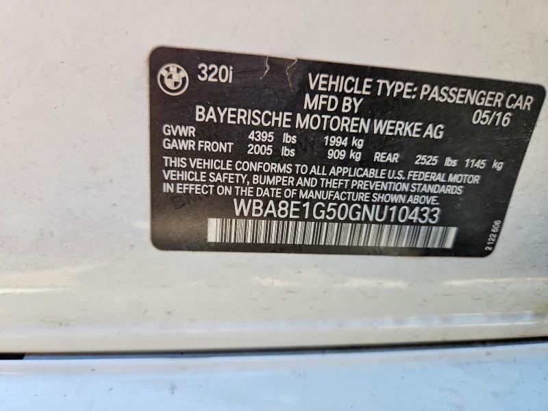 Aukcja sprzedaży 2016 Bmw 320, vin: WBA8E1G50GNU10433, numer aukcji: 56278936