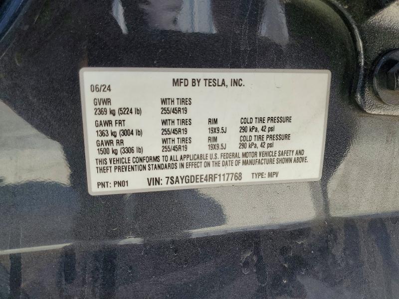 Продаж на аукціоні авто 2024 Tesla Model Y, vin: 7SAYGDEE4RF117768, номер лоту: 57371346