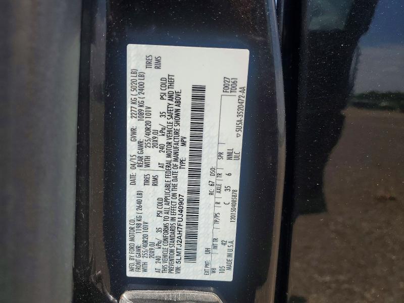 Продаж на аукціоні авто 2015 Lincoln Mkc, vin: 5LMTJ2AH7FUJ40907, номер лоту: 56643436
