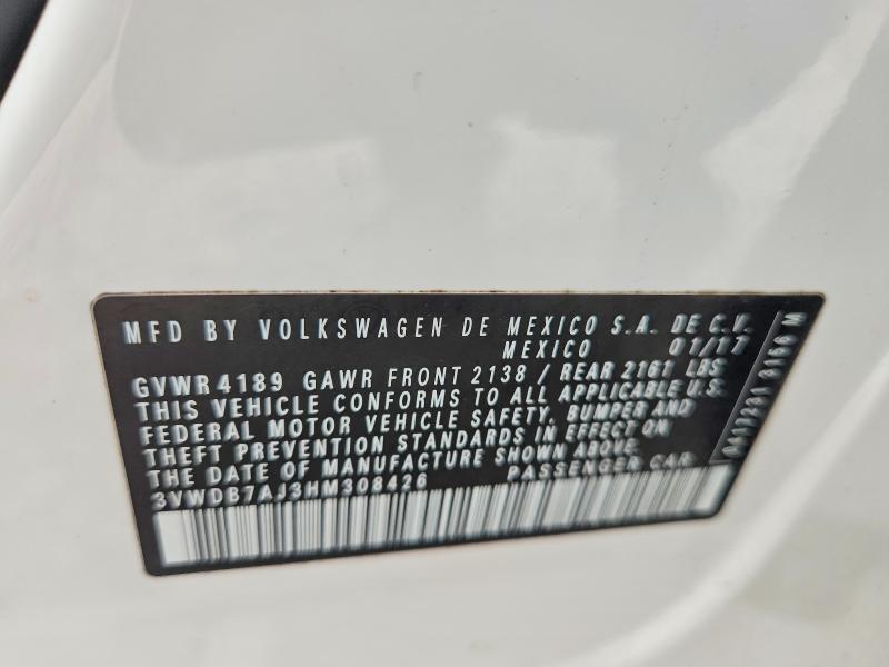 Продаж на аукціоні авто 2017 Volkswagen Jetta, vin: 3VWDB7AJ3HM308426, номер лоту: 57693496