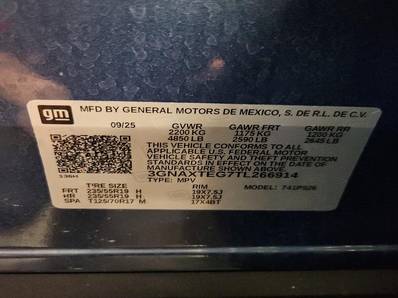 Продаж на аукціоні авто 2026 Chevrolet Equinox, vin: 3GNAXTEG7TL266914, номер лоту: 58635146