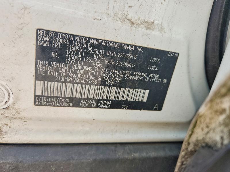 55048056 :رقم المزاد ، 2T3P1RFV6KW033358 vin ، 2019 Toyota Rav4 مزاد بيع