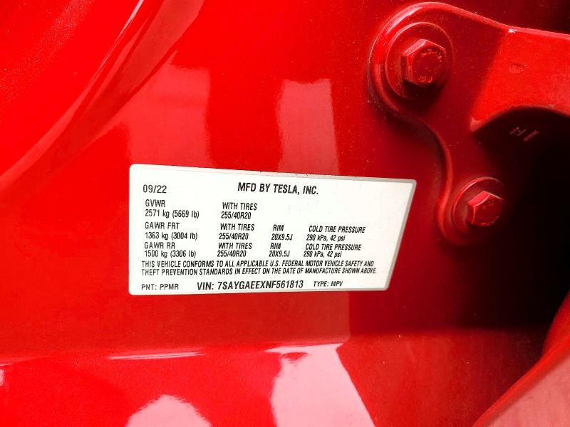 2022 Tesla Model Y მანქანა იყიდება აუქციონზე, vin: 7SAYGAEEXNF561813, აუქციონის ნომერი: 58254056