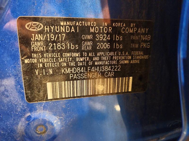 Продаж на аукціоні авто 2017 Hyundai Elantra, vin: KMHD84LF4HU384222, номер лоту: 55761856