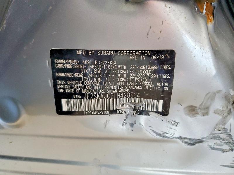 Продаж на аукціоні авто 2020 Subaru Forester, vin: JF2SKAJC2LH428564, номер лоту: 58564426