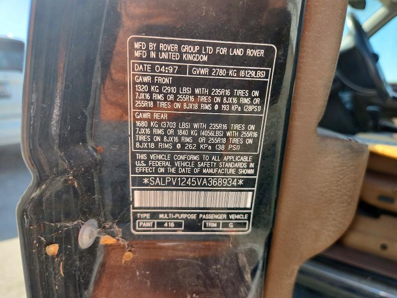 58520466 :رقم المزاد ، SALPV1245VA368934 vin ، 1997 Land Rover Range Rover مزاد بيع