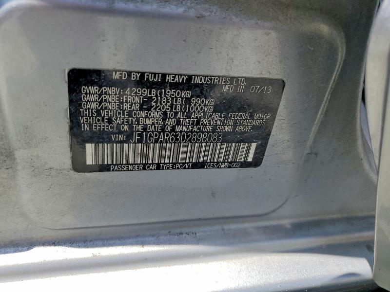 56574686 :رقم المزاد ، JF1GPAR63D2898083 vin ، 2013 Subaru Impreza مزاد بيع