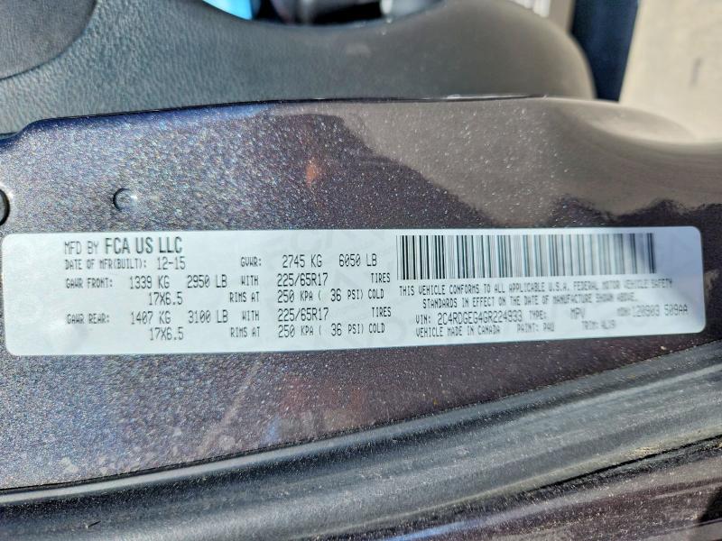 Aukcja sprzedaży 2016 Dodge Grand Caravan, vin: 2C4RDGEG4GR224933, numer aukcji: 57609816