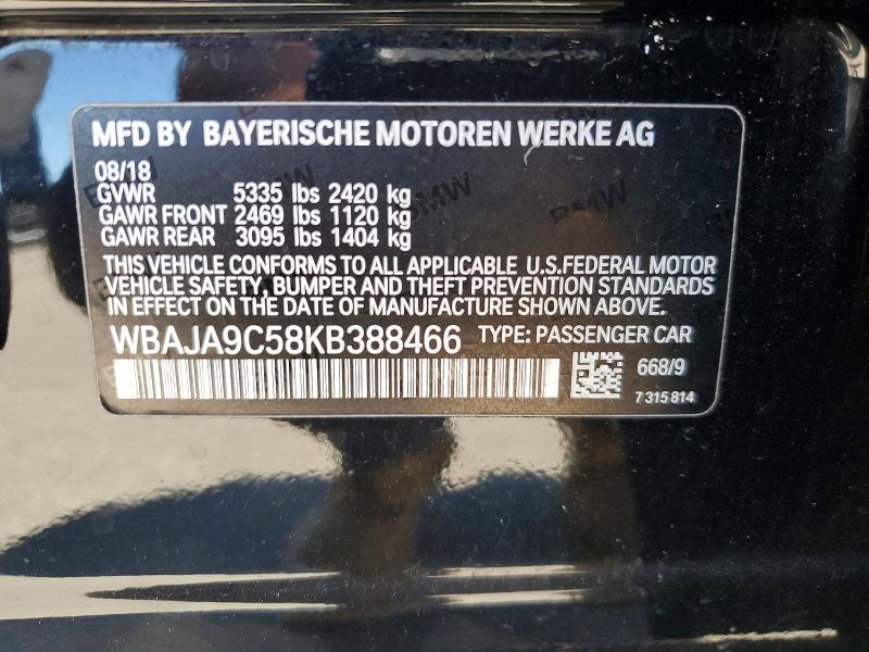 57232136 :رقم المزاد ، WBAJA9C58KB388466 vin ، 2019 Bmw 530e مزاد بيع