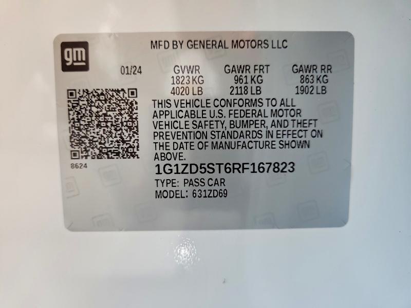 Продажа на аукционе авто 2024 Chevrolet Malibu, vin: 1G1ZD5ST6RF167823, номер лота: 57212866
