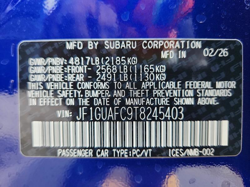 2026 Subaru Impreza მანქანა იყიდება აუქციონზე, vin: JF1GUAFC9T8245403, აუქციონის ნომერი: 55785576