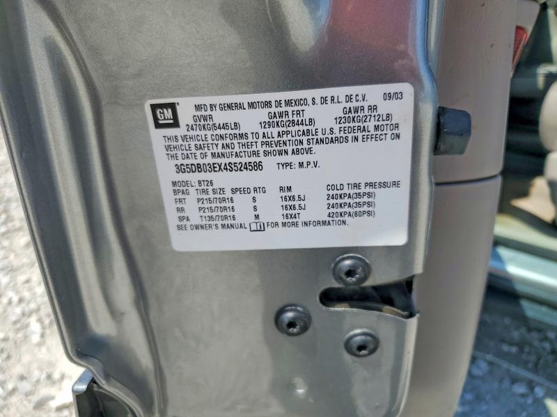85609885 :رقم المزاد ، 3G5DB03EX4S524586 vin ، 2004 Buick Rendezvous مزاد بيع