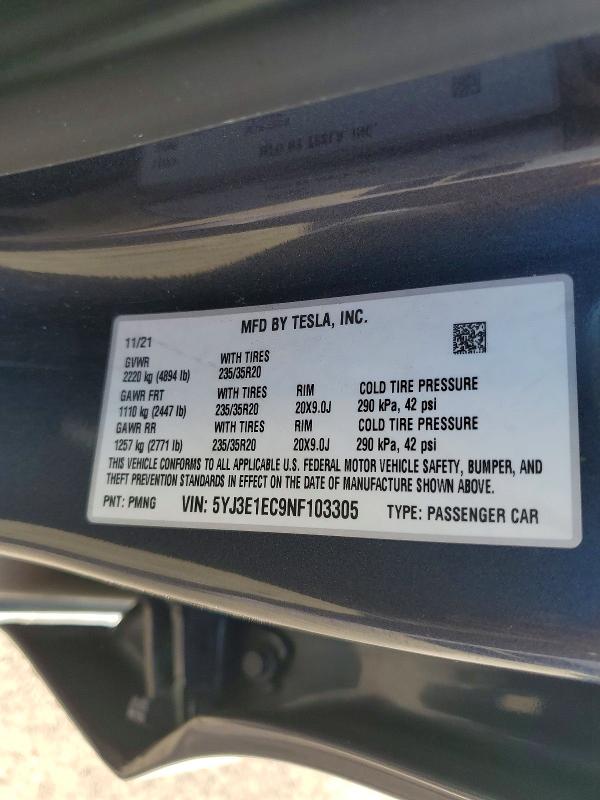 Продаж на аукціоні авто 2022 Tesla Model 3, vin: 5YJ3E1EC9NF103305, номер лоту: 51532536