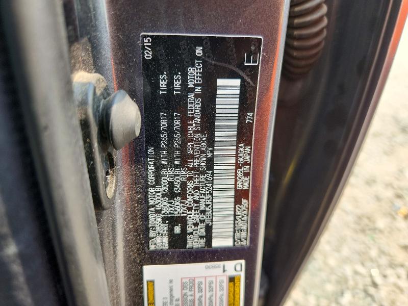 2015 Toyota 4runner მანქანა იყიდება აუქციონზე, vin: JTEBU5JR3F5241694, აუქციონის ნომერი: 58330166