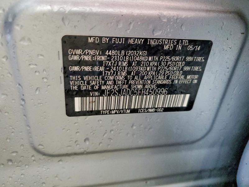 Aukcja sprzedaży 2015 Subaru Forester, vin: JF2SJADC5FH450996, numer aukcji: 57700546